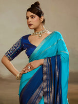 Blue celestial shaded saree with royal grace