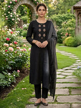 Black cotton salwar suit with elegant embroidery