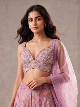 Light purple crepe Indo western palazzo suit for wedding