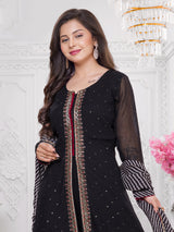 Black georgette anarkali suit with palazzo