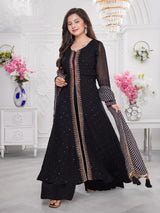 Black georgette anarkali suit with palazzo