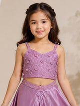 Light purple sleeveless silk palazzo suit