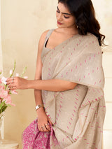 Pink floral artistry saree with elegant appeal