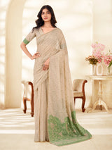 Green artisanal charm saree with graceful drape