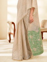 Green artisanal charm saree with graceful drape