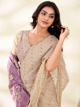 Purple woven grace saree with ethnic allure