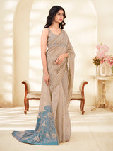 Blue handcrafted elegance saree with artistic charm