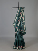Green swan lotus festive tussar saree