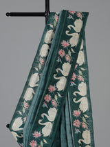 Green swan lotus festive tussar saree