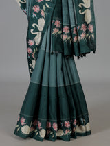 Green swan lotus festive tussar saree