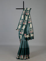 Green kamdhenu lotus festive silk saree