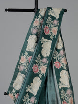 Green kamdhenu lotus festive silk saree