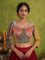 Maroon cotton silk navratri lehenga choli