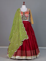 Maroon cotton silk navratri lehenga choli