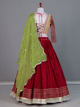 Maroon cotton silk navratri lehenga choli