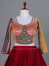 Maroon cotton silk navratri lehenga choli