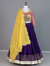 Purple cotton silk festive lehenga choli