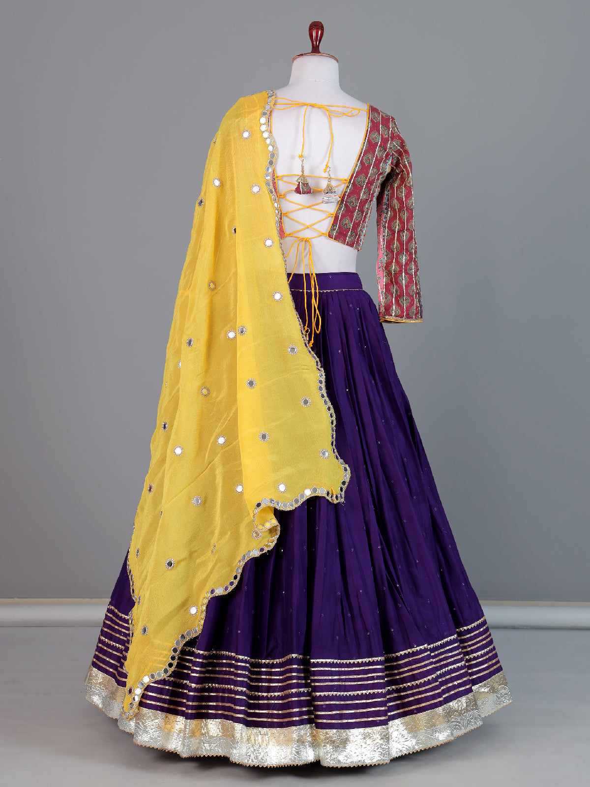 Purple cotton silk festive lehenga choli