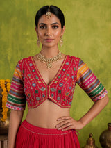 Red silk festive lehenga choli