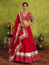 Red silk festive lehenga choli