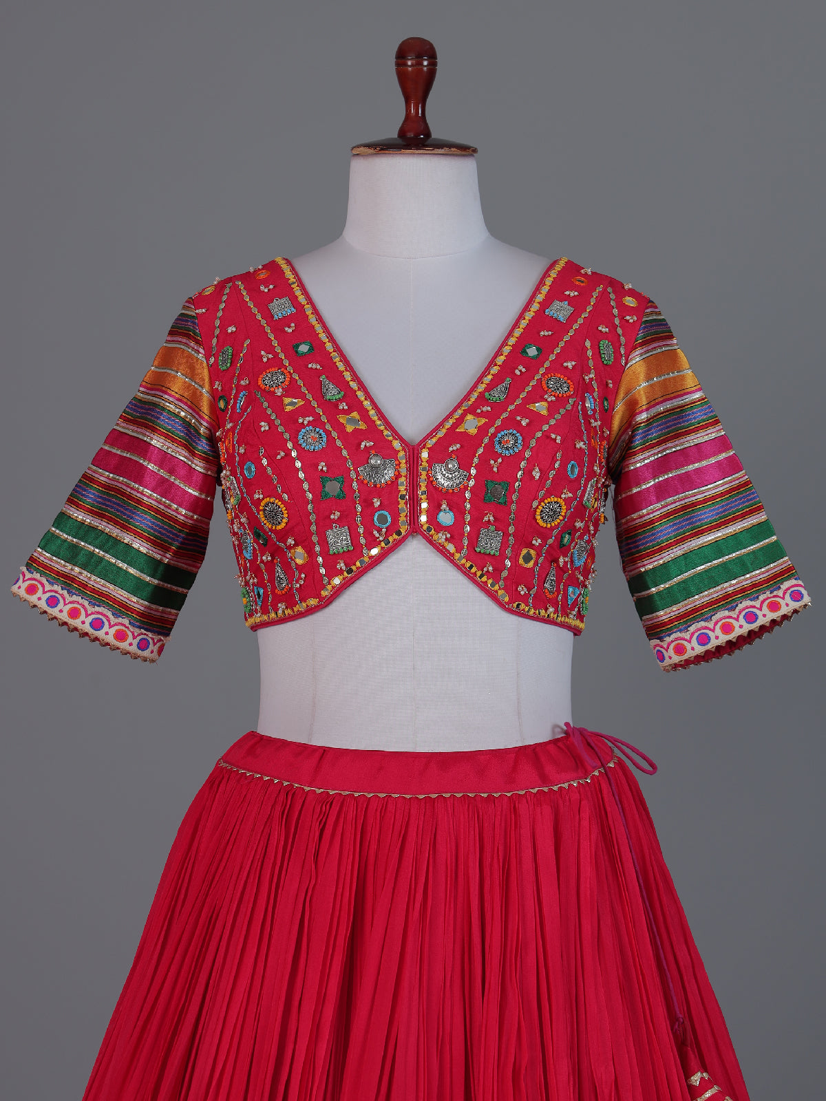 Red silk festive lehenga choli