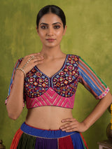 Multicolor cotton silk Garba lehenga choli