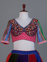 Multicolor cotton silk Garba lehenga choli