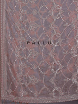 Peach tissue silk saree with beads and cutdana work