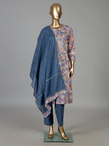 Pink floral printed A line cotton kurti set