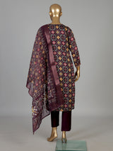 Wine silk patola print festive kurti set