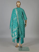 Rama green silk bandhani print festive kurti set