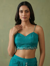 Teal sea blue indo western dhoti suit