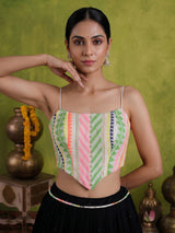 Black tissue silk navratri wear lehenga choli with sleeveless choli