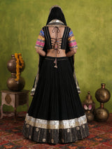 Black tissue silk navratri lehenga choli with gota patti