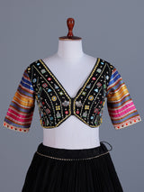 Black tissue silk navratri lehenga choli with gota patti