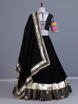 Black tissue silk navratri lehenga choli with gota patti