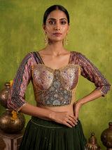 Green tissue silk navratri wear lehenga choli