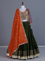 Green tissue silk navratri wear lehenga choli