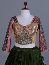 Green tissue silk navratri wear lehenga choli