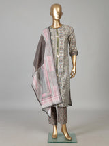 Beige cotton silk kurti set with printed dupatta