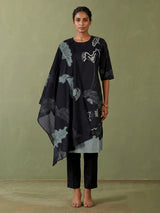 Black cotton festive wear kurti set with dupatta