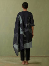Black cotton festive wear kurti set with dupatta
