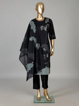 Black cotton festive wear kurti set with dupatta