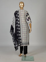 Dusty beige cotton silk kurti set with ethnic print
