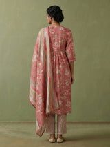 Onion pink cotton silk nyra cut kurti set