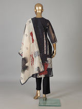 Black cotton silk festive kurti set with print