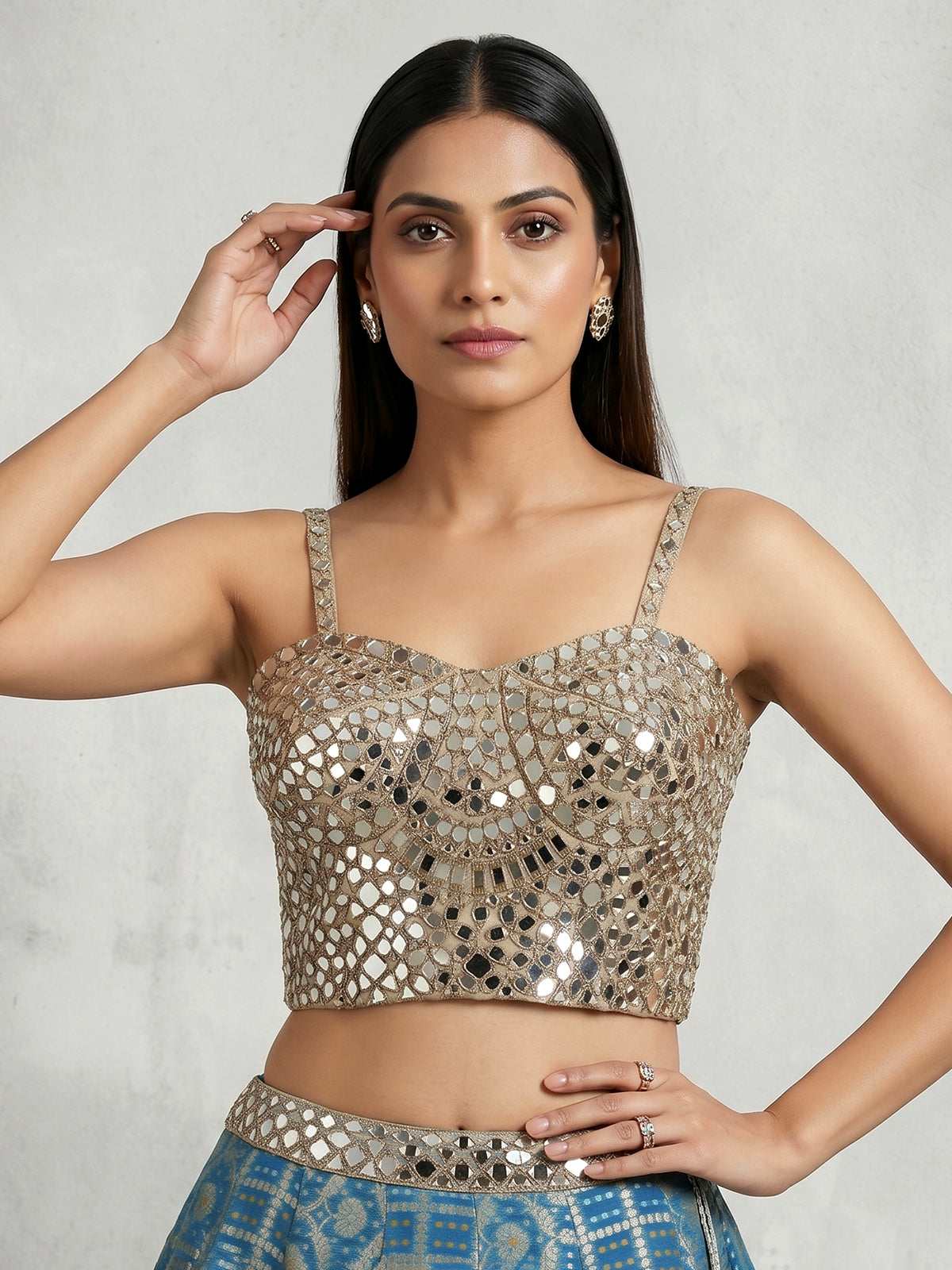 Rama blue banarasi silk wedding lehenga choli