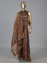 Brown tissue silk halter palazzo suit with dupatta