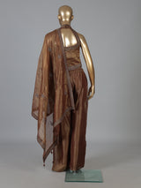 Brown tissue silk halter palazzo suit with dupatta