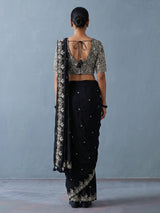 Black tissue silk designer saree with elegant embellishments